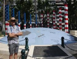 Randall at the monument honoring the US aid to New Caledonia in WWII
